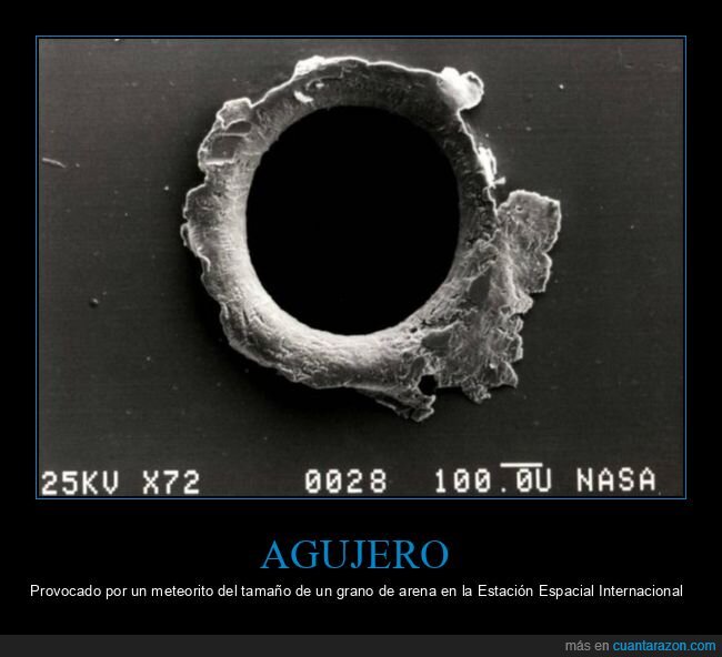 estación espacial internacional,agujero,meteorito