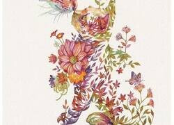 Enlace a Hiroki Takeda, el artista japonés que es conocido por sus coloridas acuarelas de animales con arreglos florales