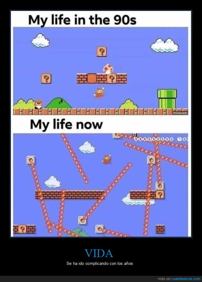 vida,años 90,ahora,mario