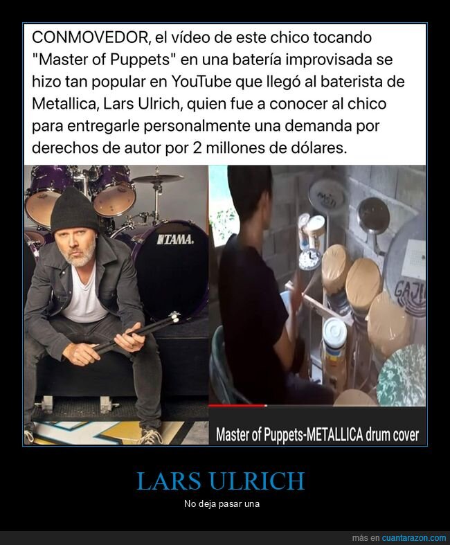 batería,demanda,lars ulrich,master of puppets,metallica