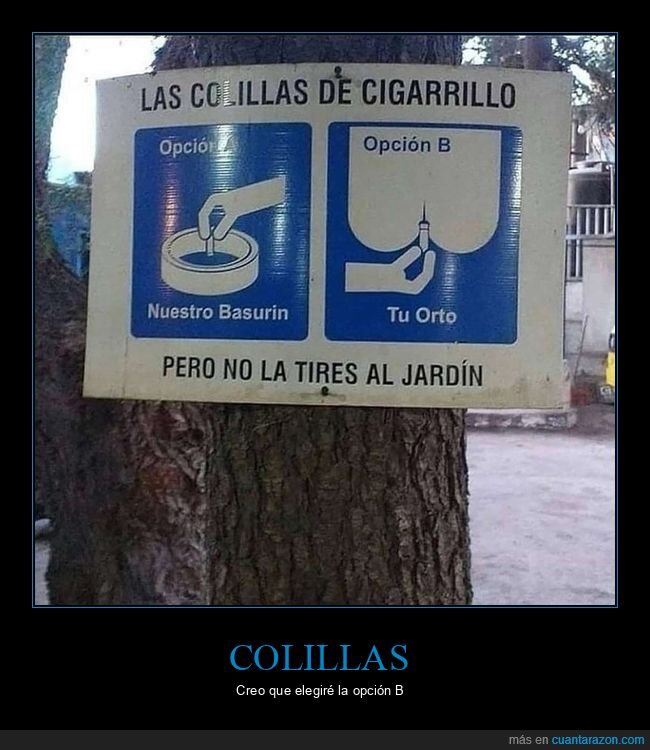 colillas,jardín,cartel