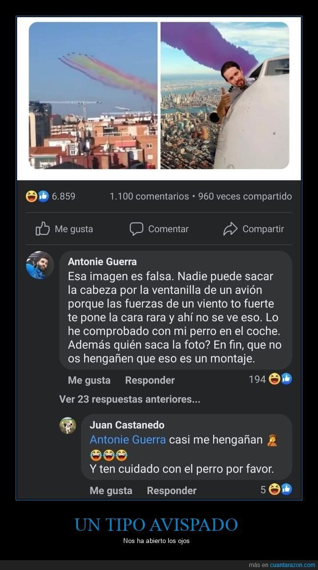 pablo iglesias,humo,avión,engañar,wtf