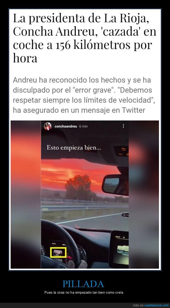 concha andreu,coche,velocidad,políticos,pillada