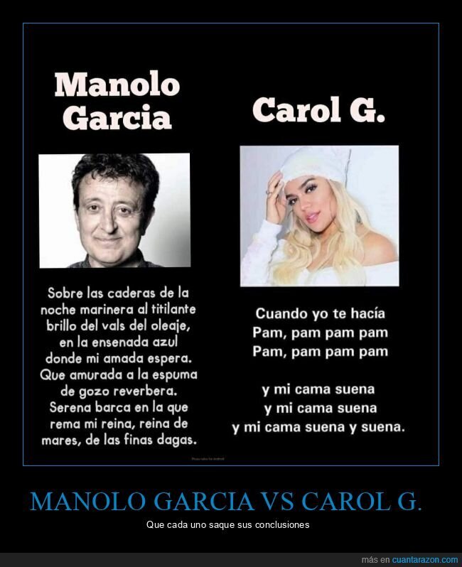 manolo garcía,carol g,comparativa