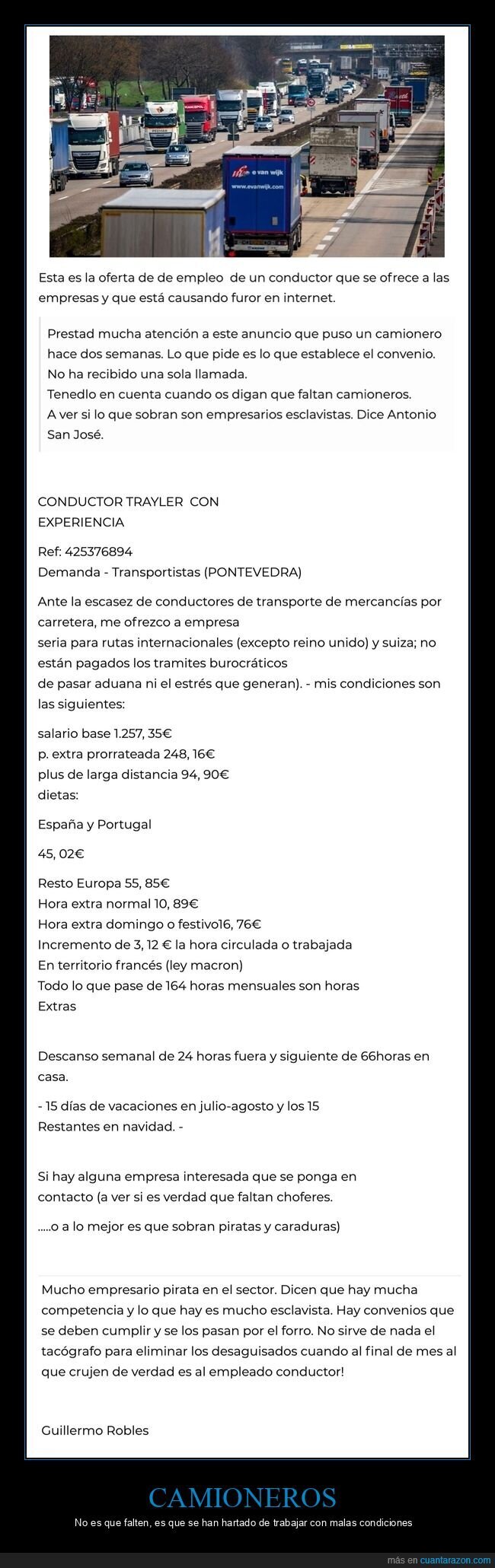 camionero,oferta de empleo