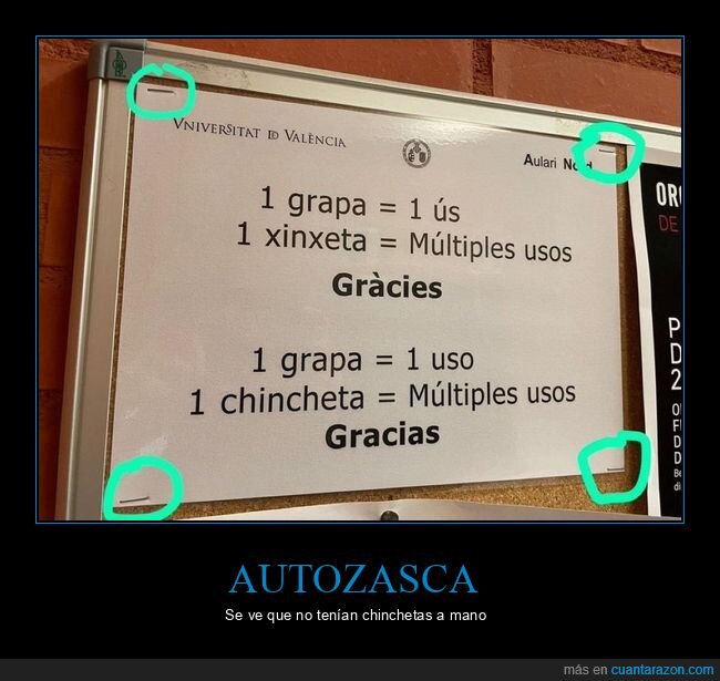 carteles,chinchetas,fails,grapas