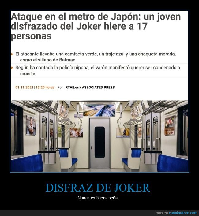 metro,japón,joker,disfraz,herir