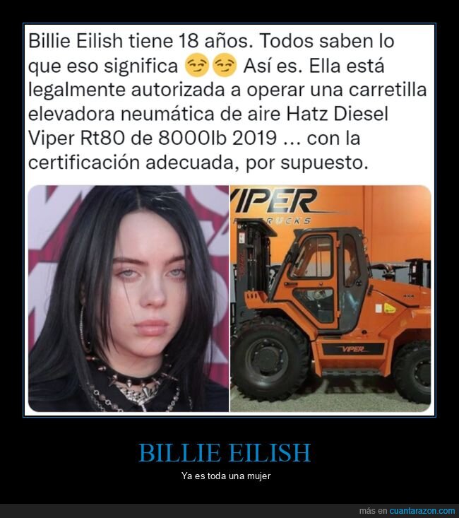 billie eilish,edad,carretilla elevadora