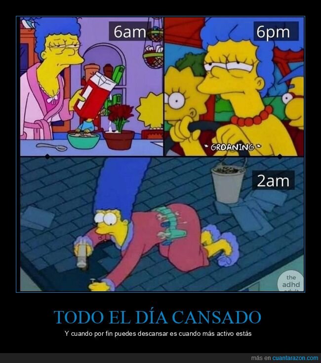 cansado,día,noche,marge,simpsons