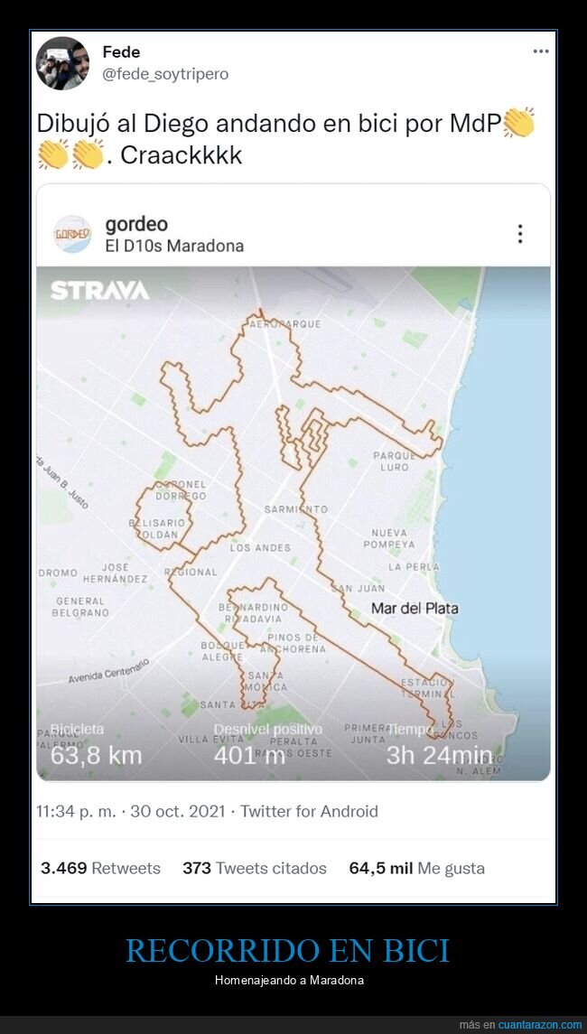 maradona,bicicleta,recorrido