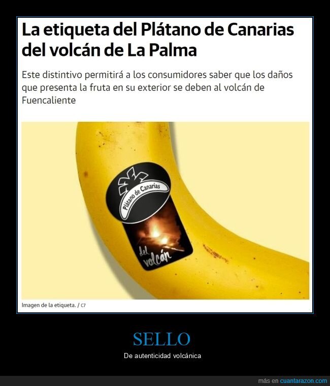 etiqueta,plátano de canarias,volcán,la palma