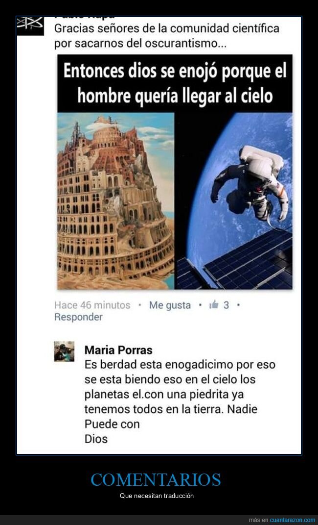 cielo,dios,espacio,facebook,ortografía,torre de babel,wtf