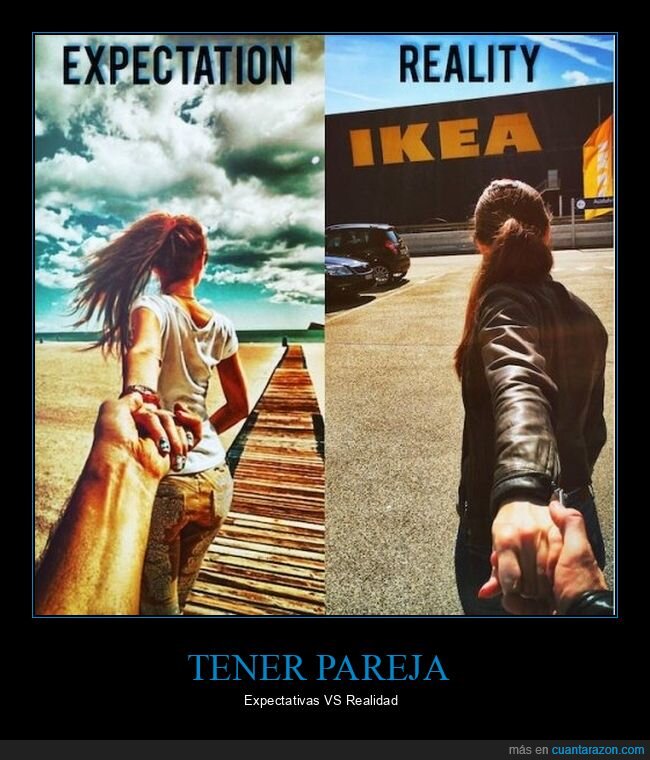 de la mano,expectativas,ikea,playa,realidad