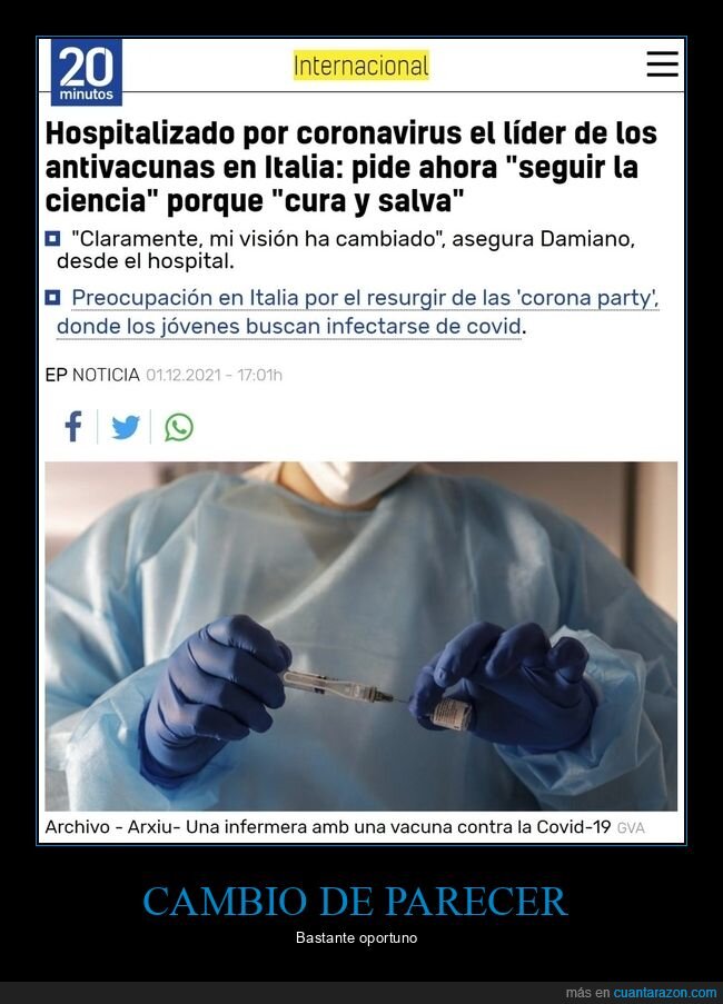 antivacunas,hospitalizado,coronavirus