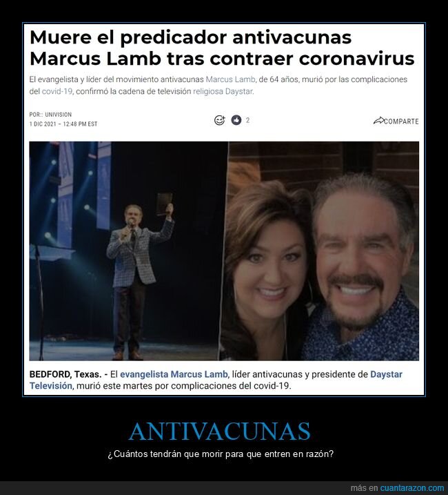 antivacunas,predicador,muerte