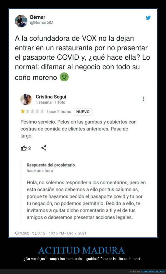 cristina seguí,vox,pasaporte covid,reseña,difamar