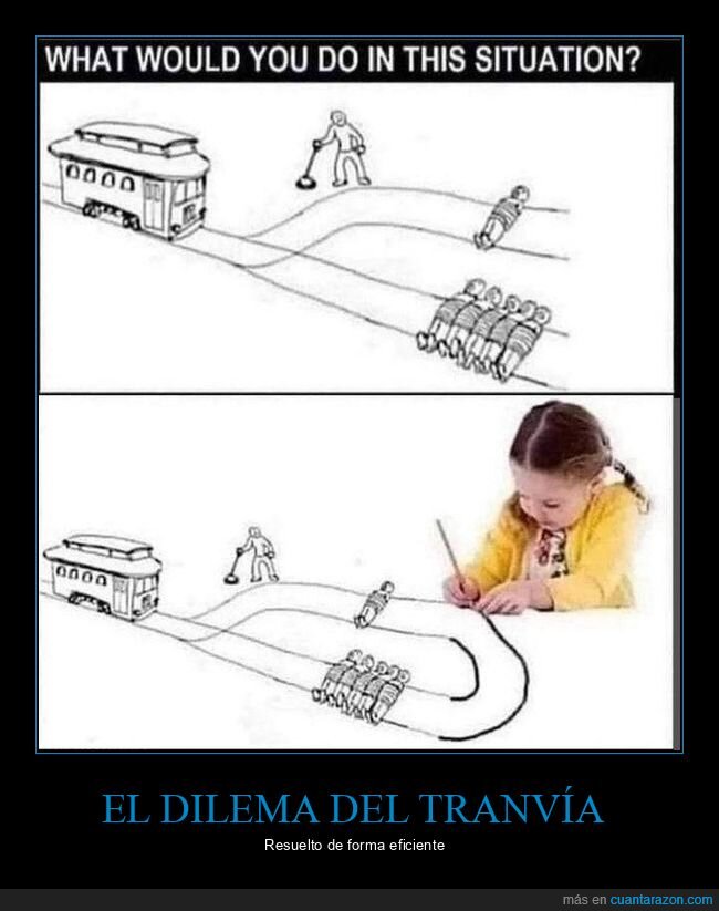 dibujo,dilema,tranvía,wtf