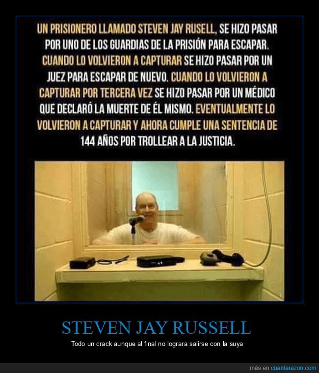 cárcel,curiosidades,fugas,guardia,juez,médico,prisión,steven jay russell