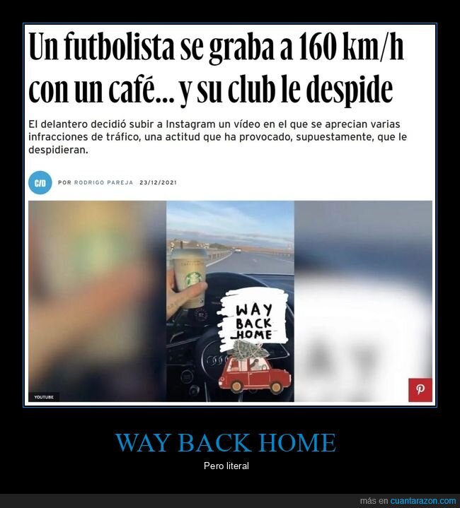 futbolista,grabarse,coche,velocidad,despedido