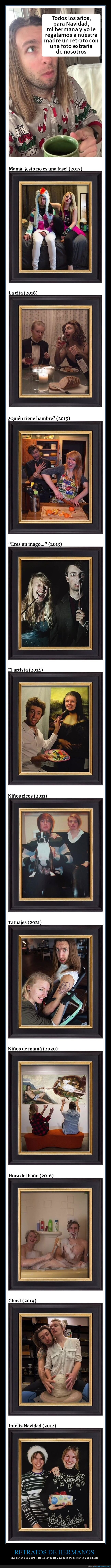 retratos,hermanos,madre,navidad