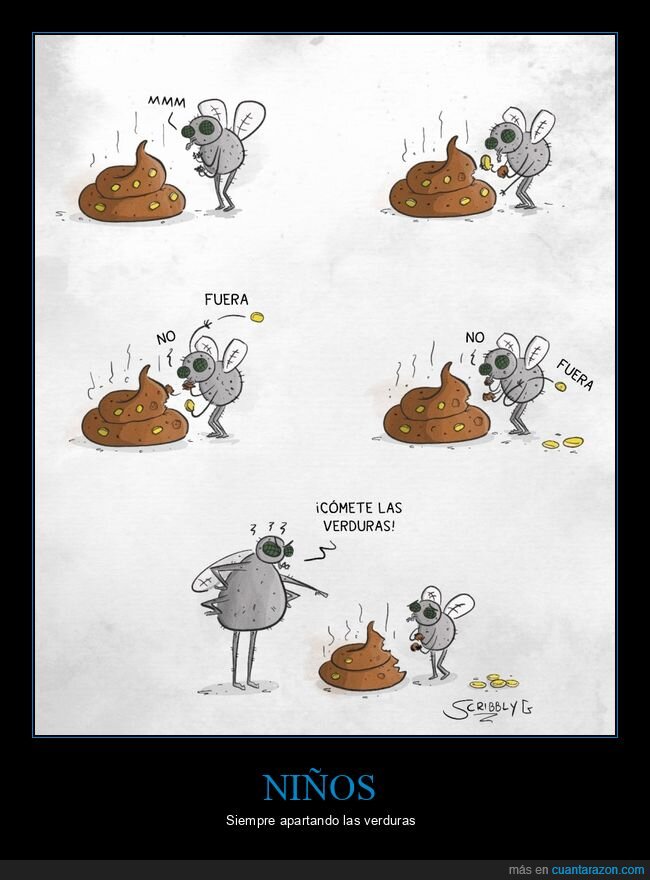 mosca,caca,maíz,verduras