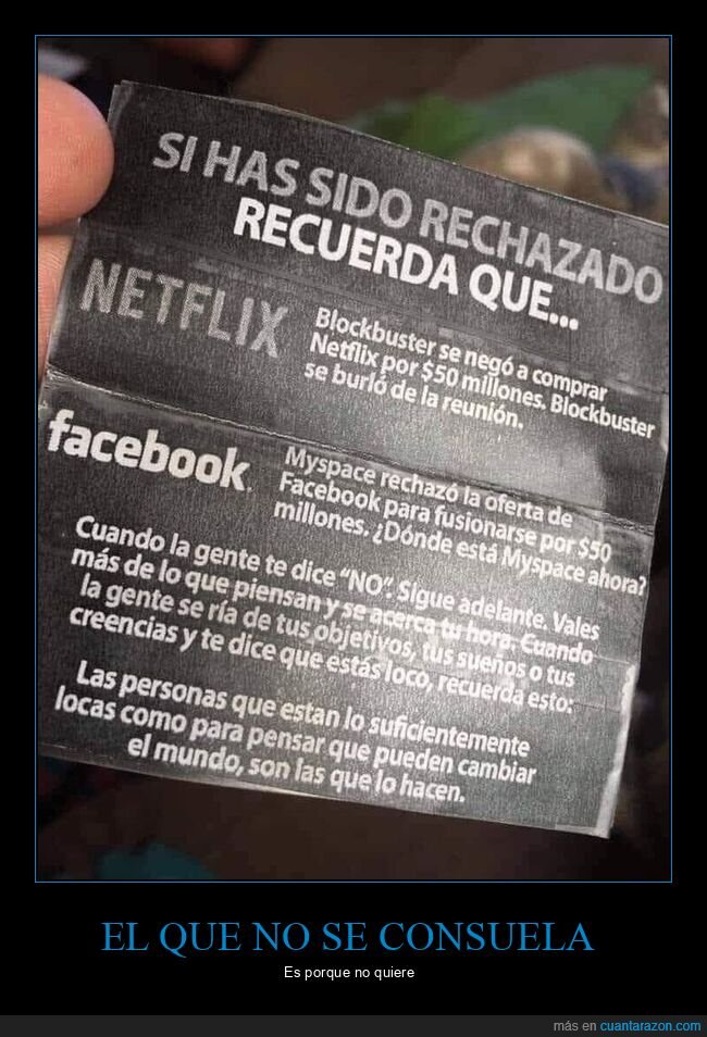 rechazos,netflix,blockbuster,facebook,myspace