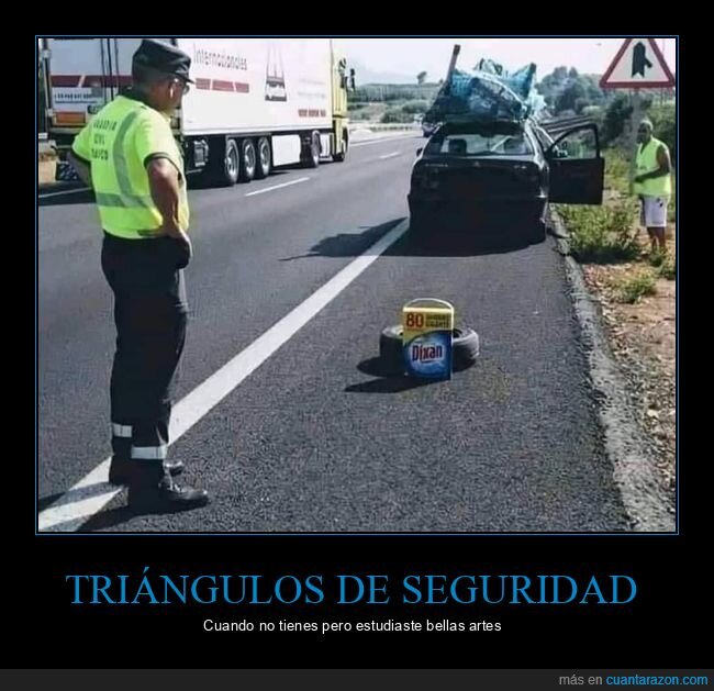 triángulos,guardia civil,coche,wtf