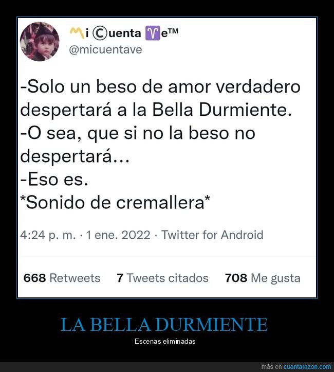 la bella durmiente,beso,despertar,cremallera