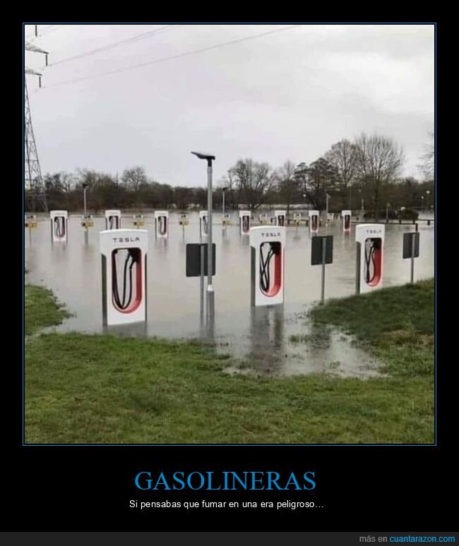 gasolinera,coches eléctricos,tesla,inundación