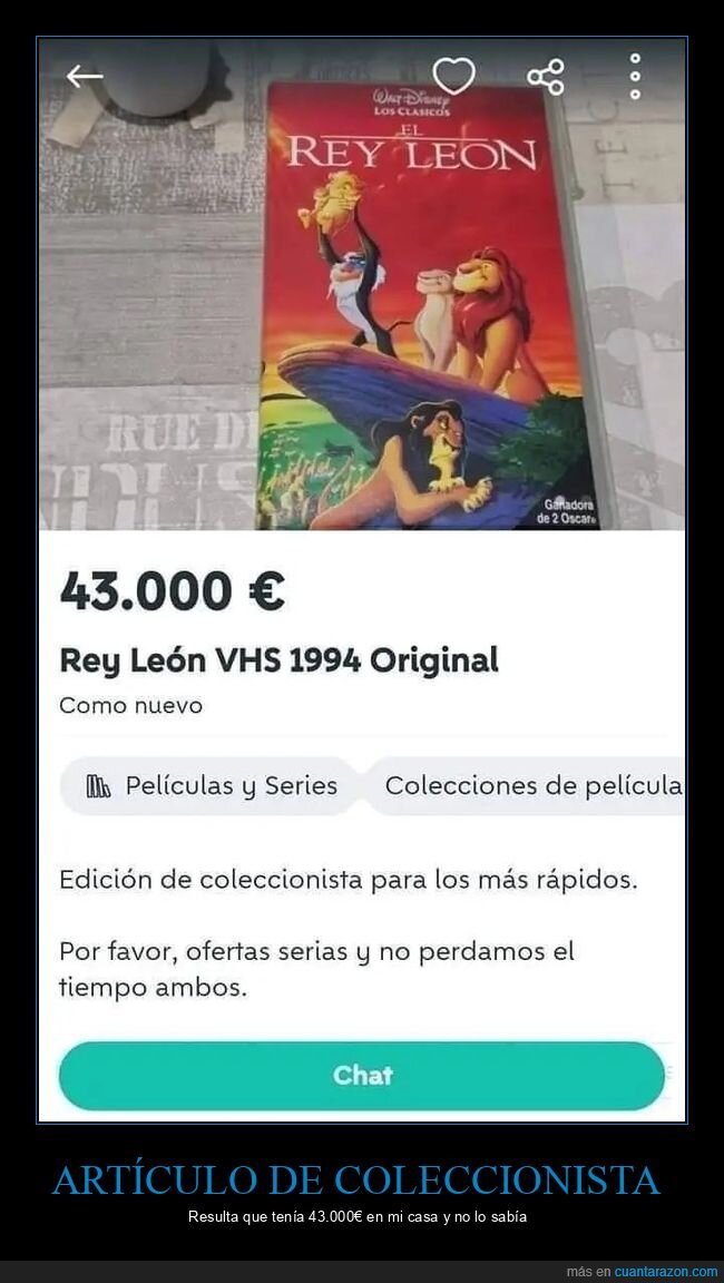 anuncios,el rey león,precio,wallapop,wtf