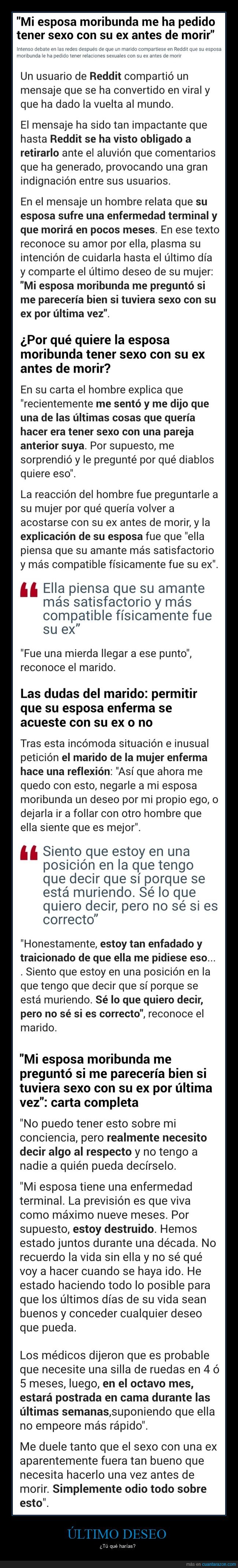 último deseo,moribunda,ex