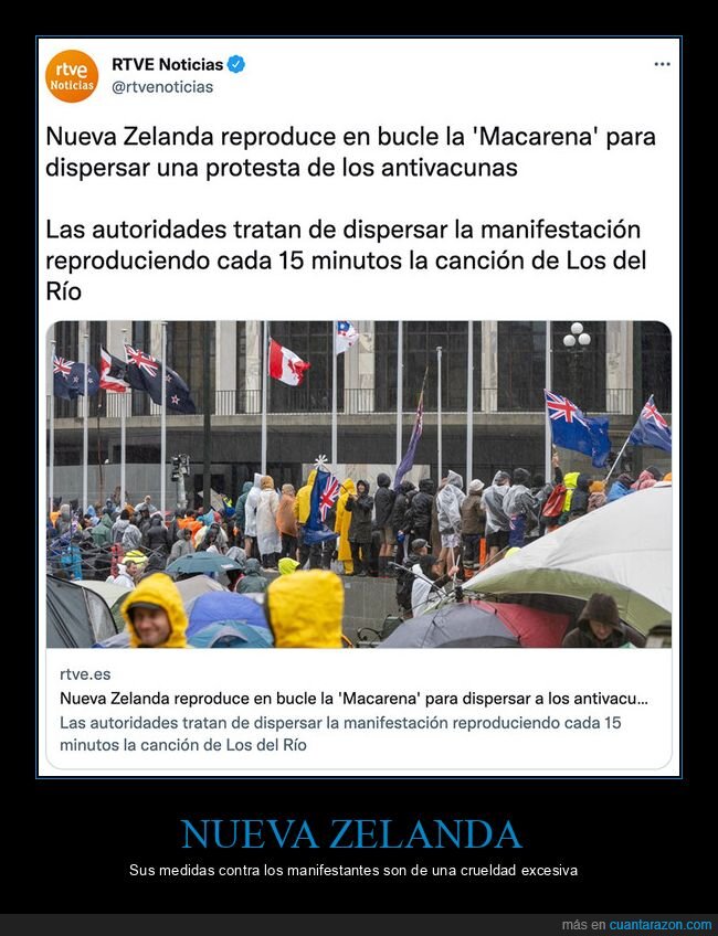 nueva zelanda,macarena,antivacunas,dispersar,protestas