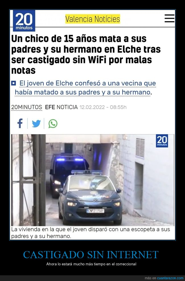 matar,padres,castigado,internet