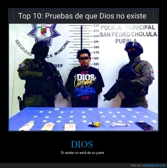 camiseta,detenido,dios,existir,fails,pruebas