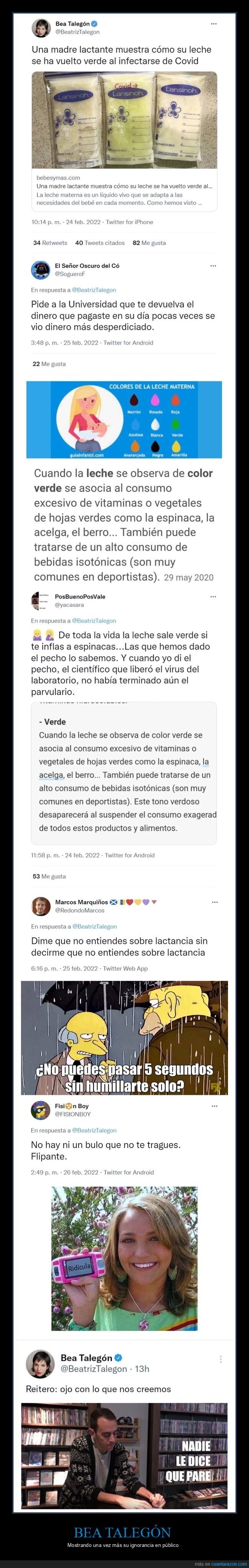 bea talegón,leche materna,verde,covid,políticos,fails