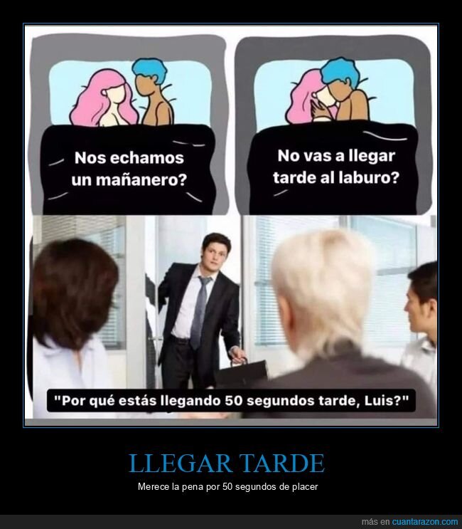 llegar tarde,mañanero,pareja,trabajo