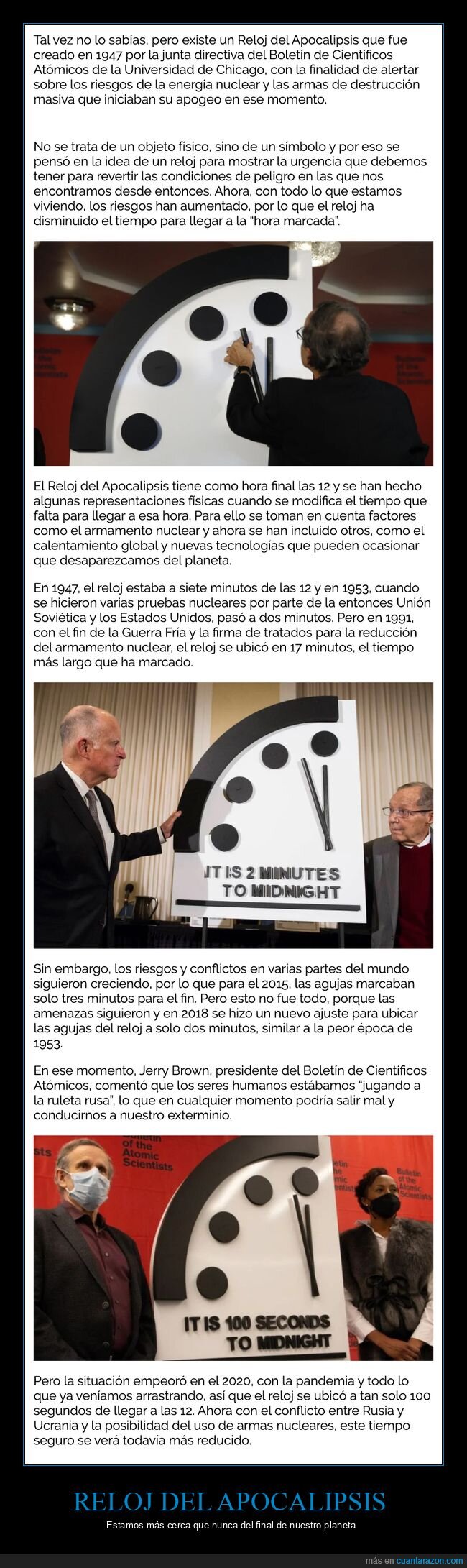 reloj del apocalipsis,final,planeta