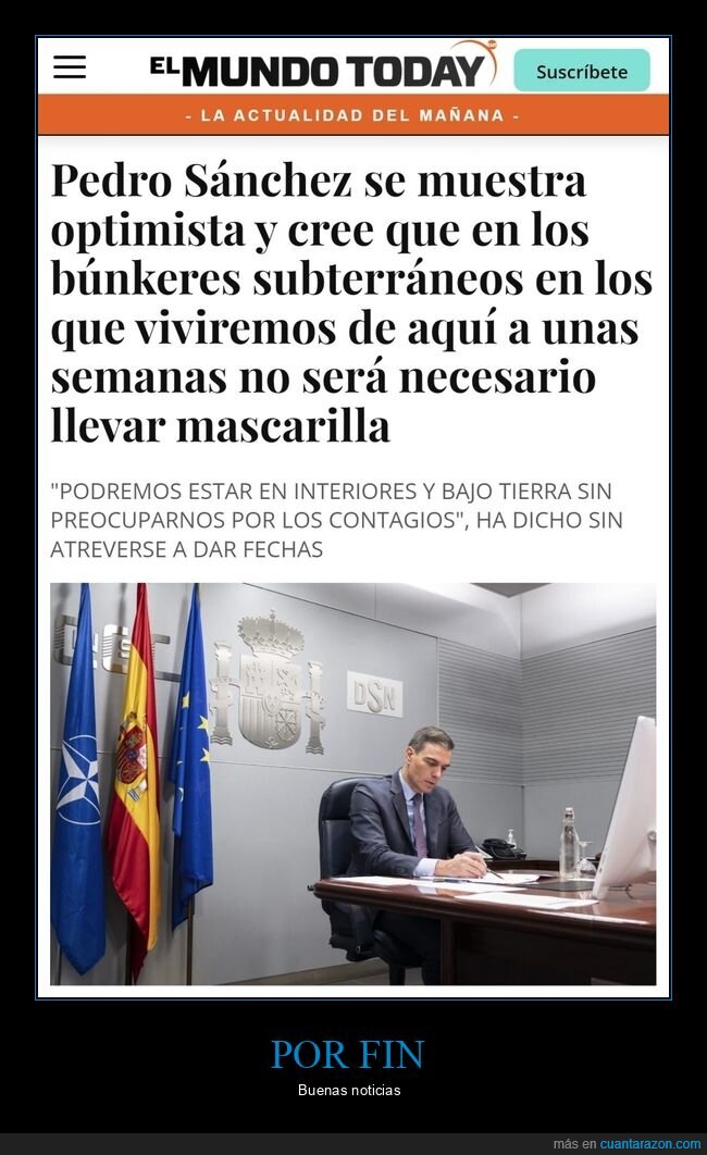 el mundo today,pedro sánchez,optimista,mascarillas