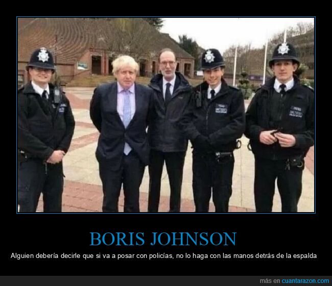 boris johnson,espalda,manos,policía,políticos