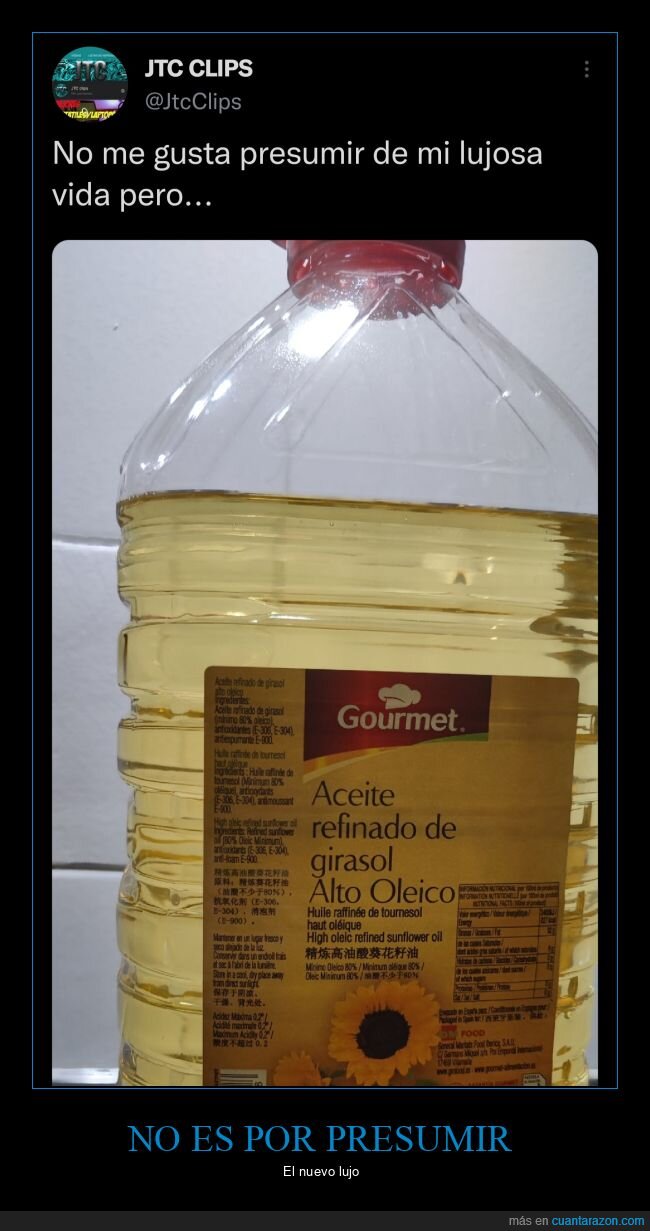 aceite de girasol,precio,lujo