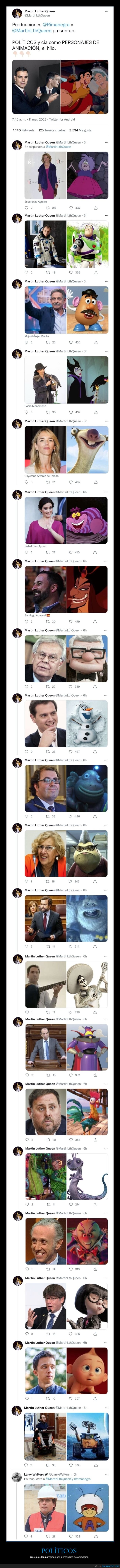 políticos,personajes de animación,parecidos