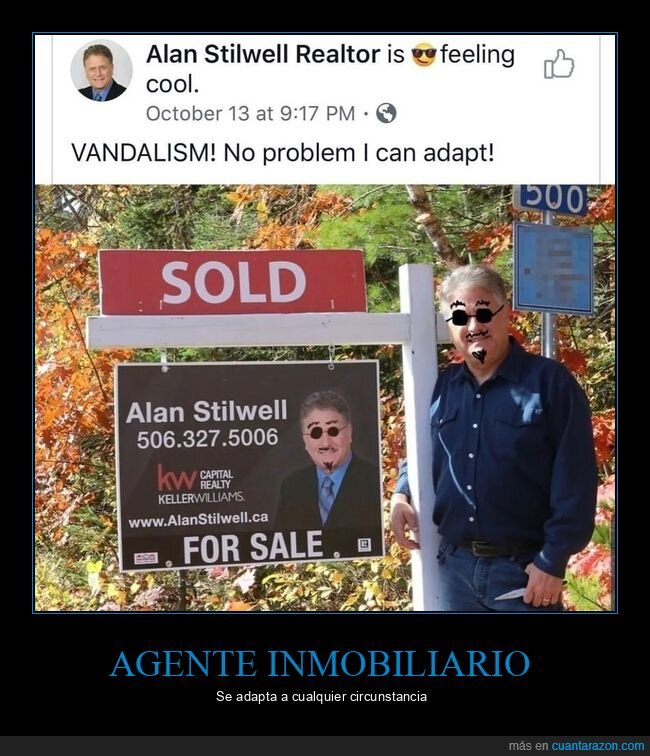 agente inmobiliario,carteles,pintado,vandalismo