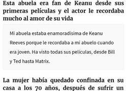 Enlace a Keanu Reeves participó en una bonita sorpresa que le alegró el día a una fan de 80 años