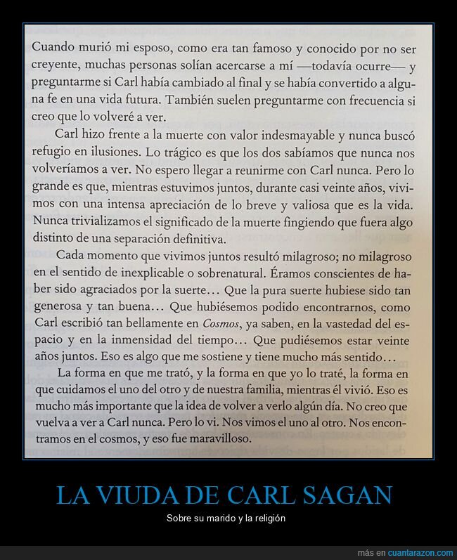 viuda,carl sagan,religión