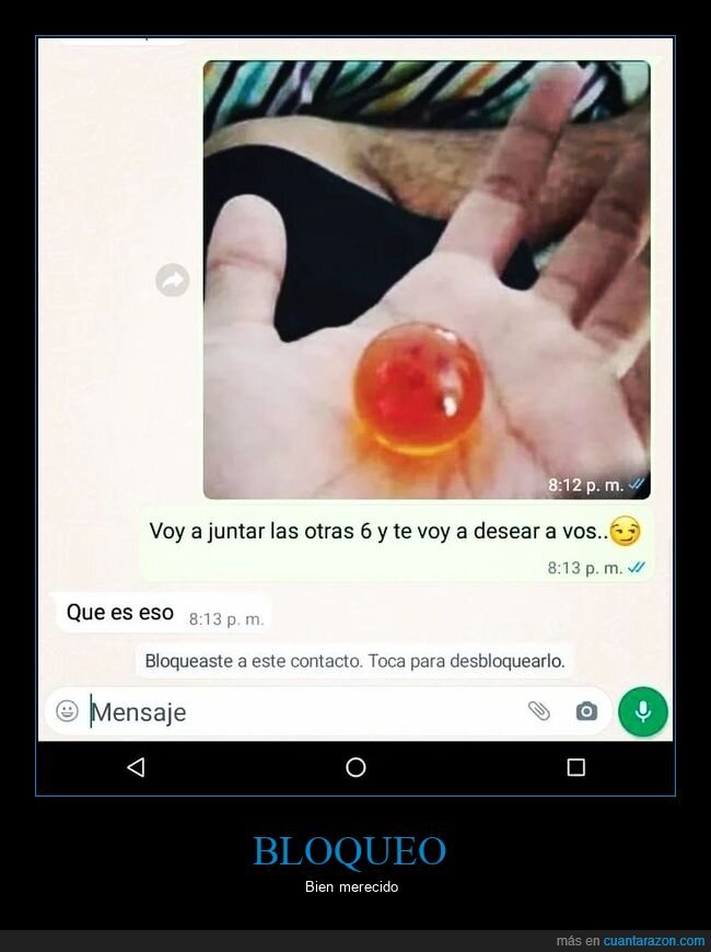 bola de dragón,desear,bloqueo,whatsapp