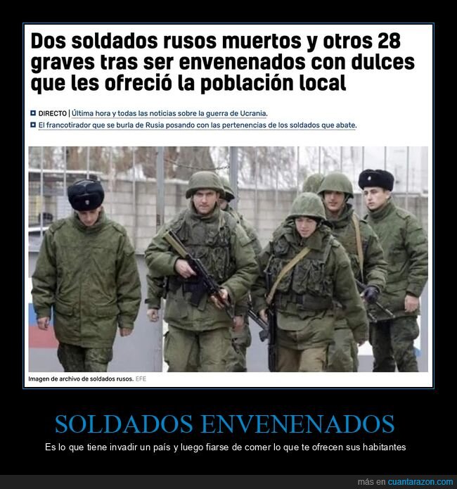 dulces,envenenados,rusos,soldados,ucrania