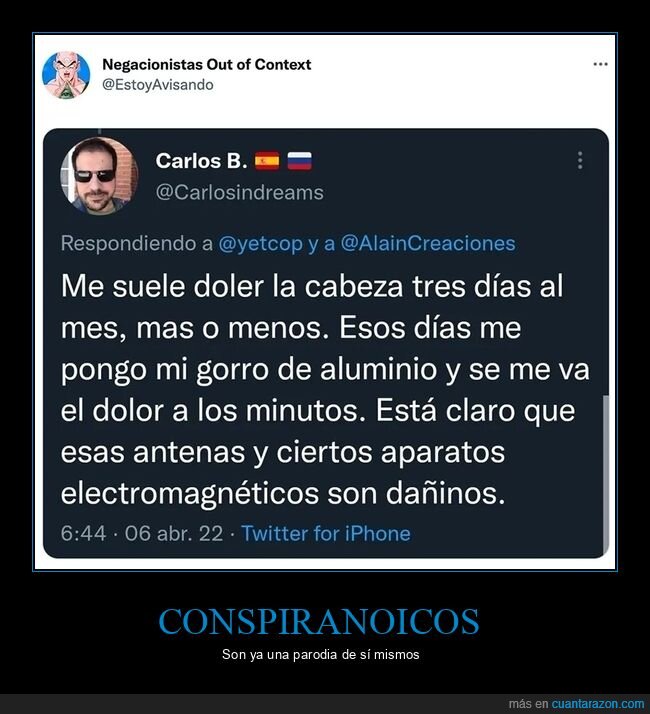 conspiranoicos,dolor de cabeza,gorro de aluminio