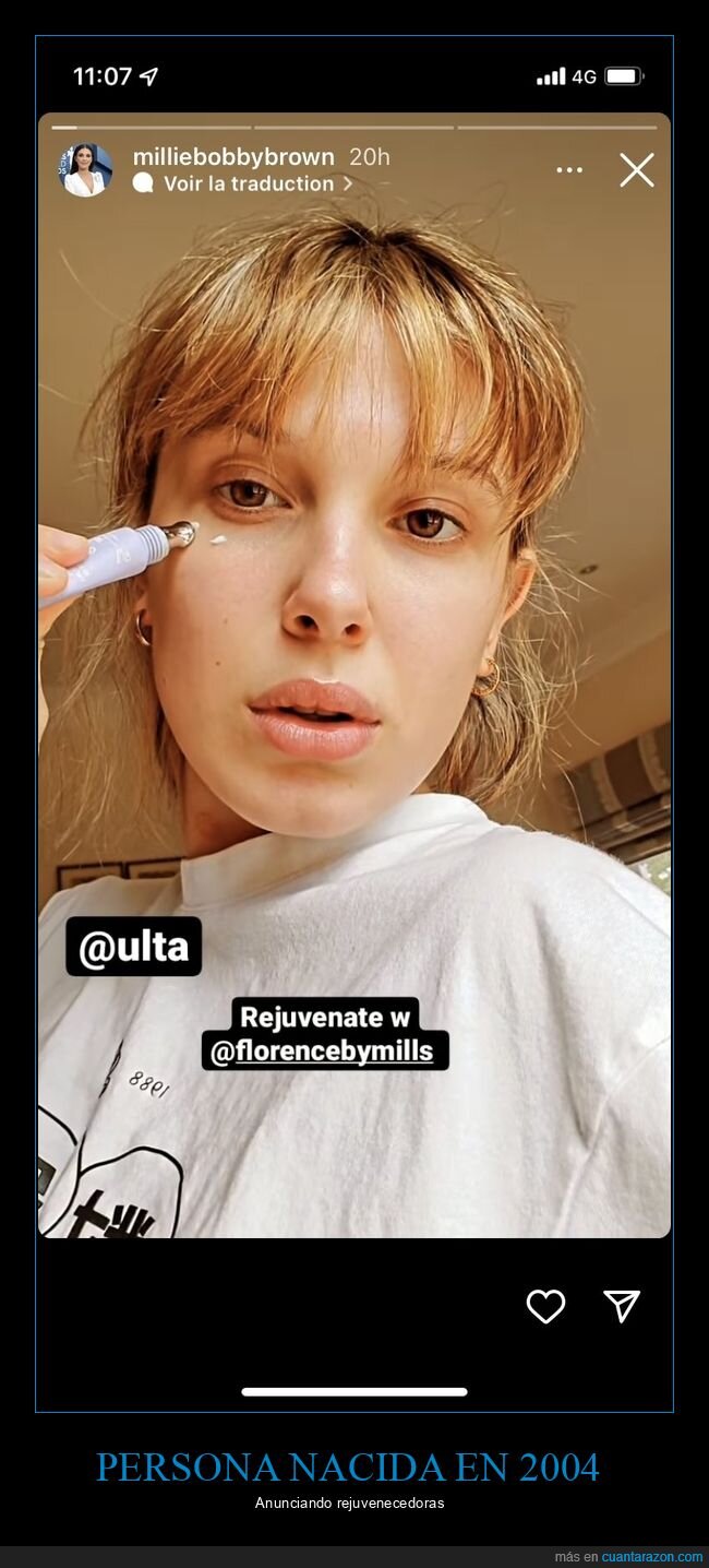 millie bobby brown,crema,rejuvenecedora
