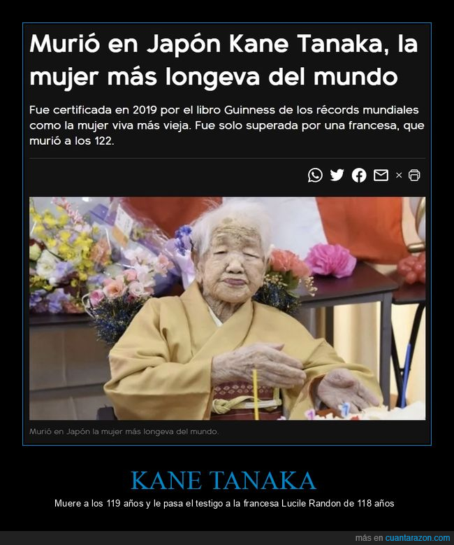 kane tanaka,muerte,longeva