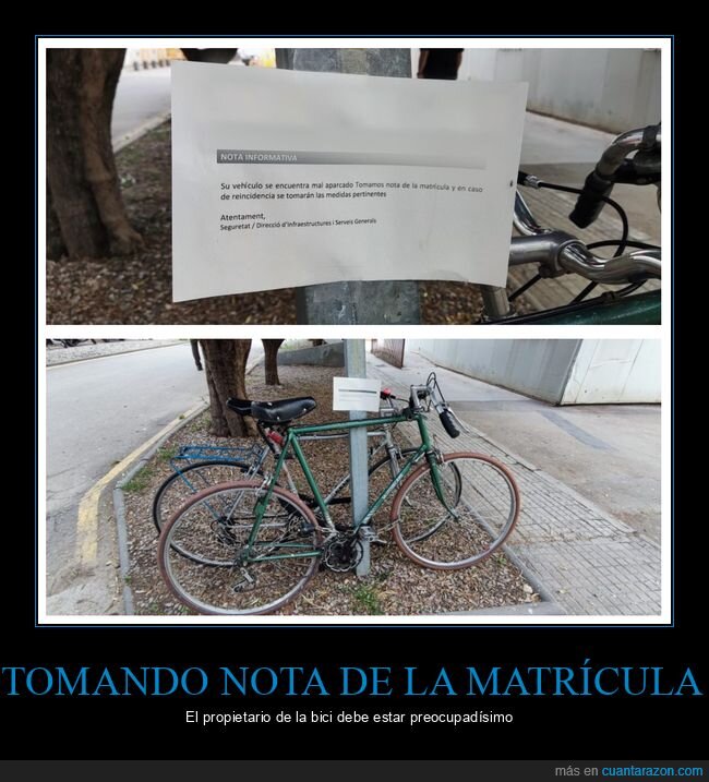 matrícula,bicicleta,carteles